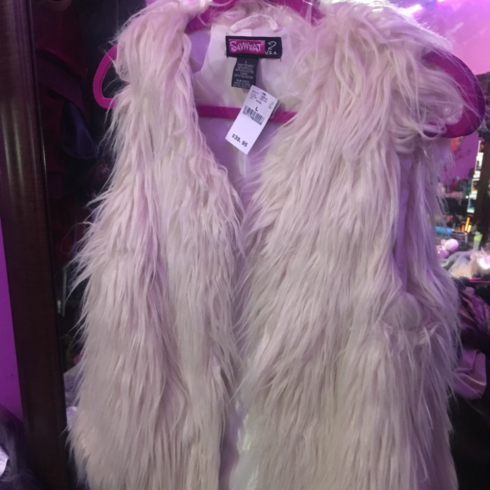 Pink faux fur vest
